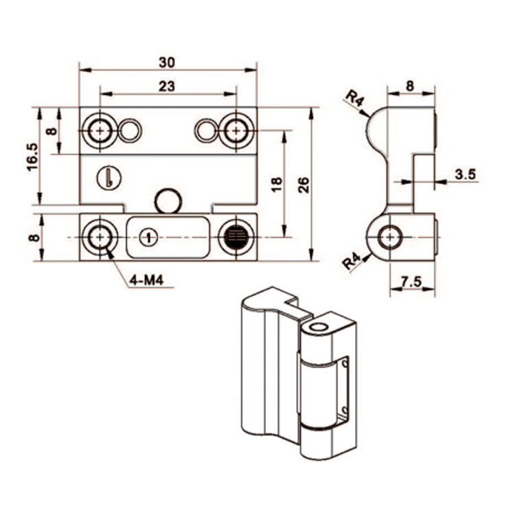 Flat Hinge-B2205-22