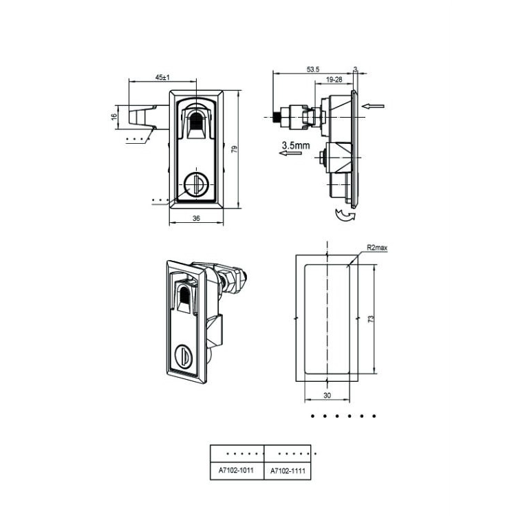 Push-Type 360-Degree Rotating Compression Lock-A7102