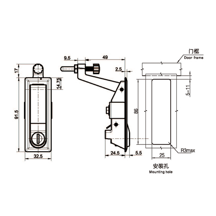 Stainless Steel Lever Compression Lock-A7301-6