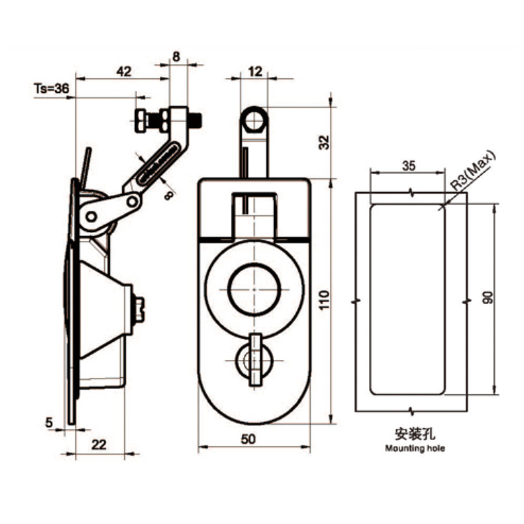 Waterproof Lever Type Compression Lock-A7305-1