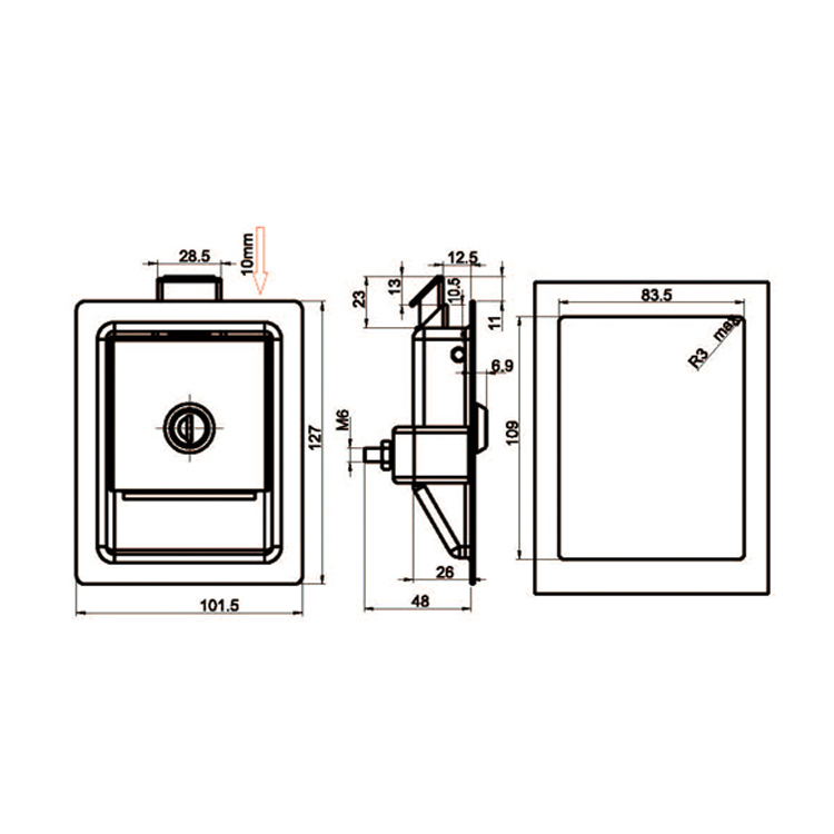 Panel Type Lifting Handle Tongue Lock-A7842