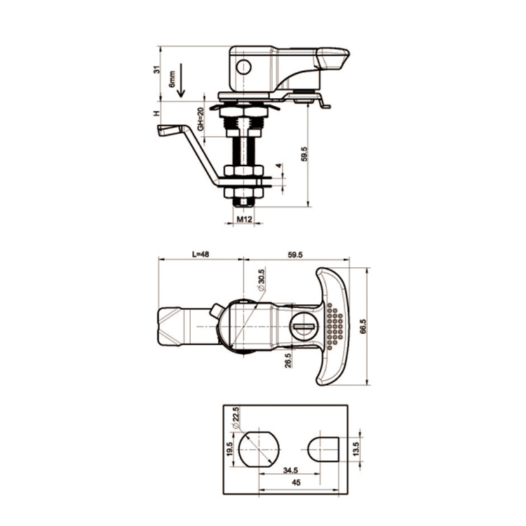 T Handle Compression Lock-A7881-1