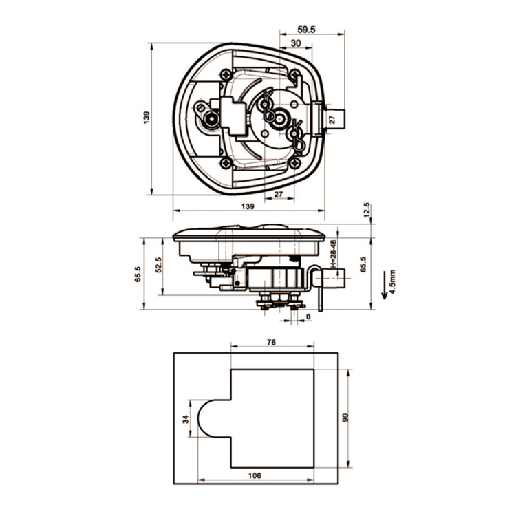 Padlock Type T Handle Adjustable Compression Lock-A7892