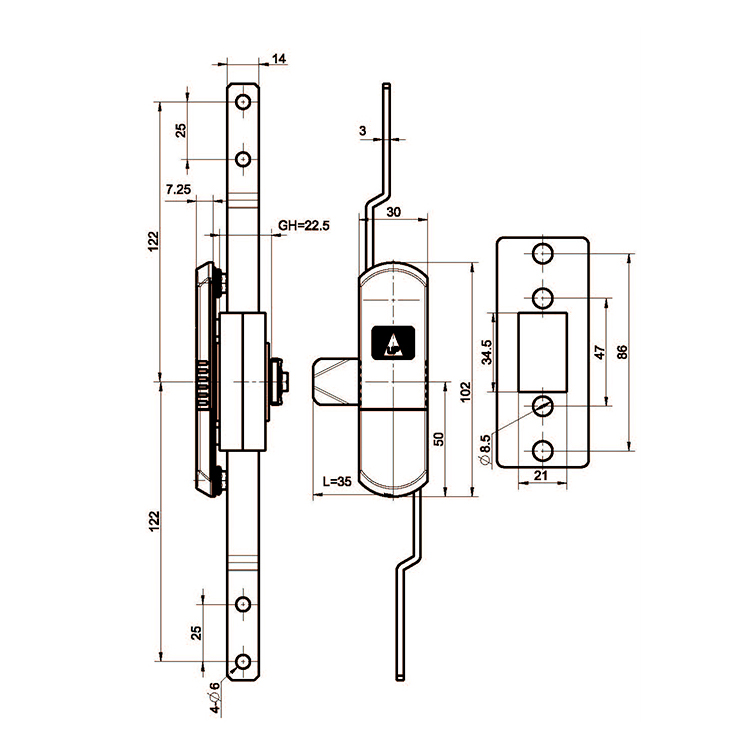 Sliding Cover Tool Type Lever Lock-A8121