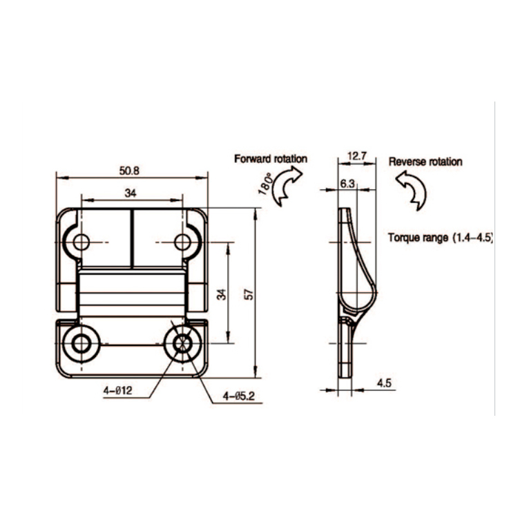 Flat Mounted Damping Hinge-B2222-1;2