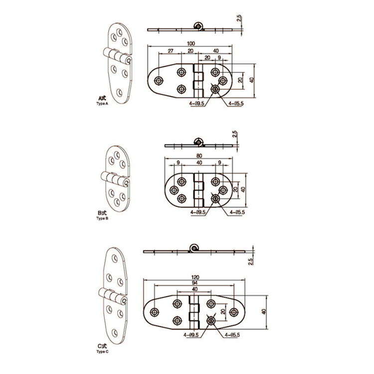 Stainless Steel Flat Hinge-B2227-2