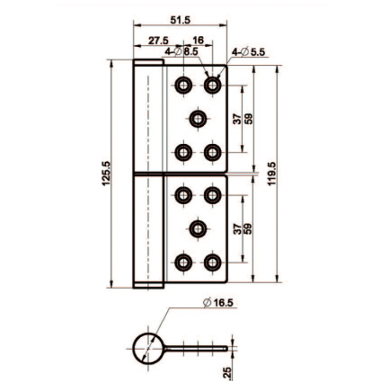 Stainless Steel Built-In Detachable Hinge-B2228-13