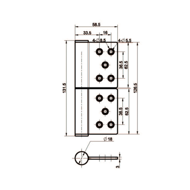 Stainless Steel Built-In Detachable Hinge-B2228-14