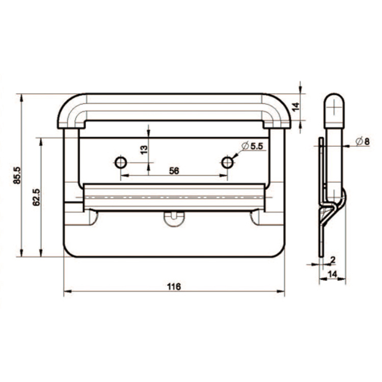 Aluminum Profile Reset Type Folding Handle-E5204-2