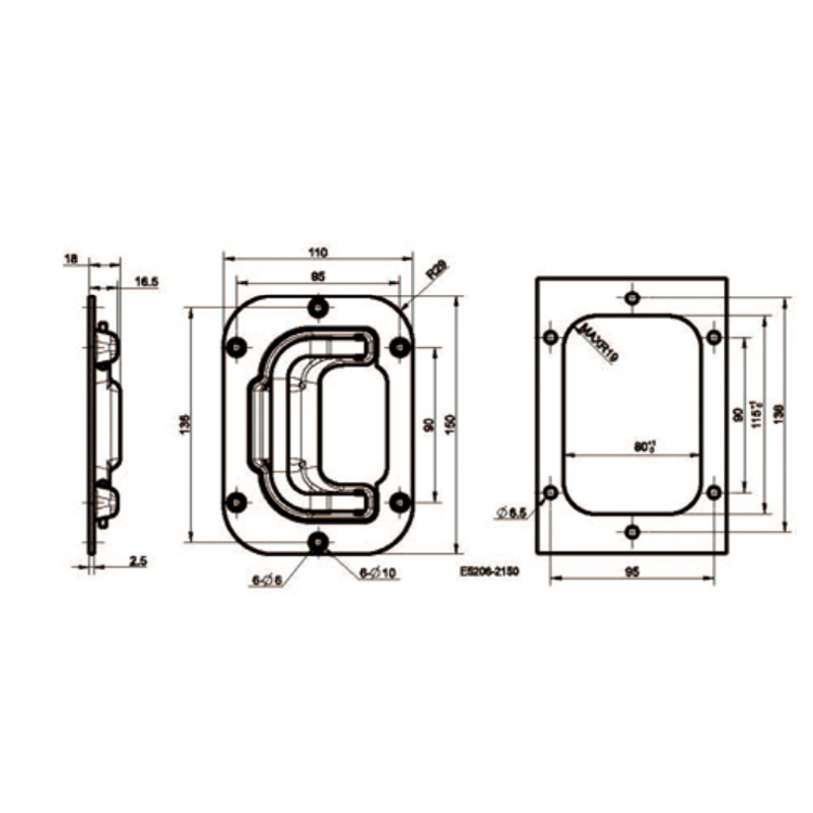 Stainless Steel Embedded Load-Bearing Folding Handle-E5206-2