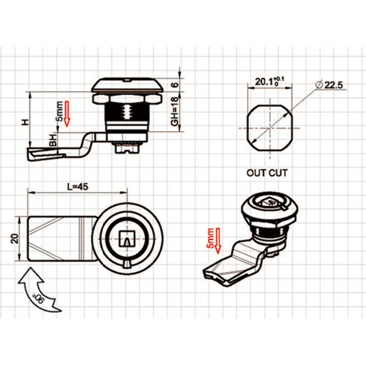 Short Tool Type Compression Lock-A6025