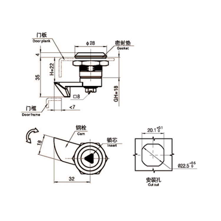 Tool Type Self-Locking Cam Lock-A603