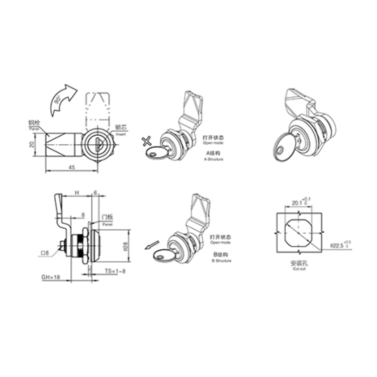 Cylindrical Core Cam Lock-A604