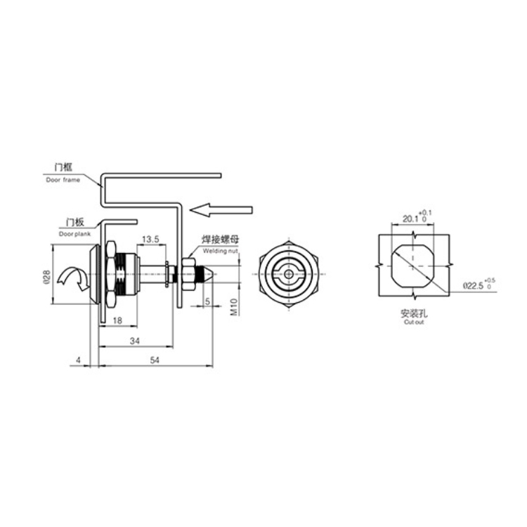 Knob Type Padlock Type Cam Lock-A6051