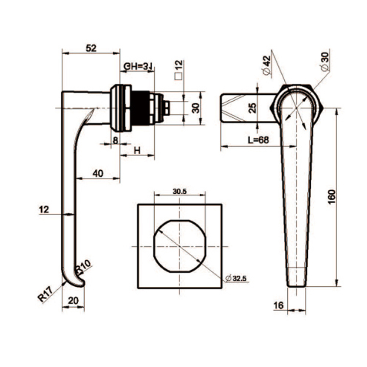 Stainless Steel Heavy Duty L Handle Cam Lock-A6095-1