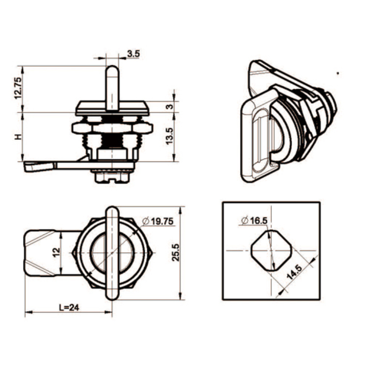 Small Rotary Knob Lock-A6131-2