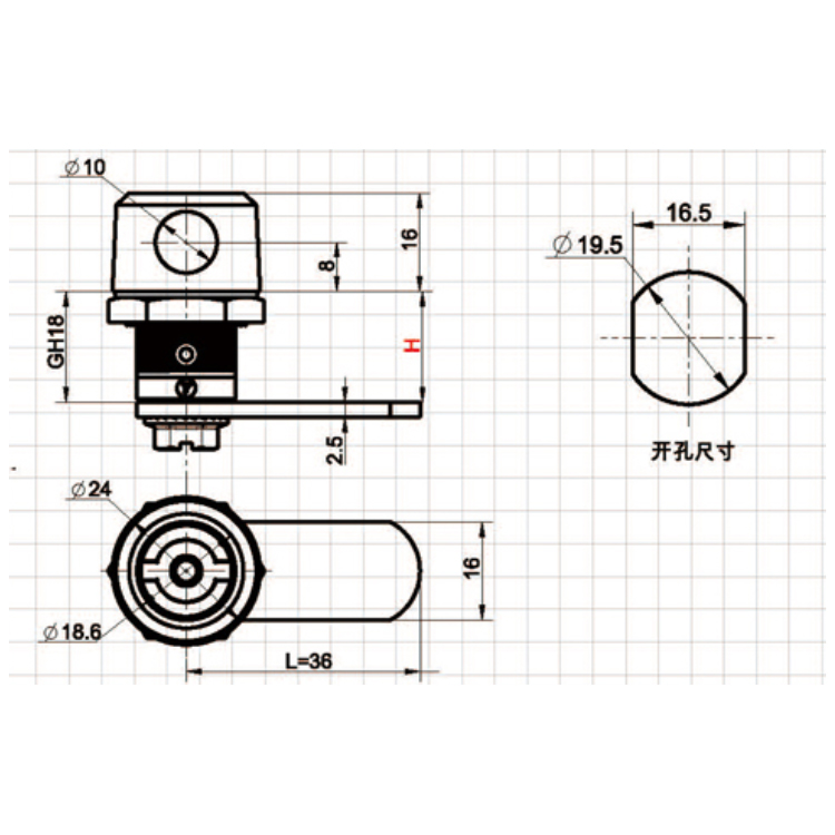 Tool Type Padlock Type Cam Lock-A6208-1