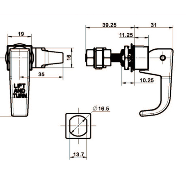 Small L-Shaped Handle Pull Type Compression Lock-A6241