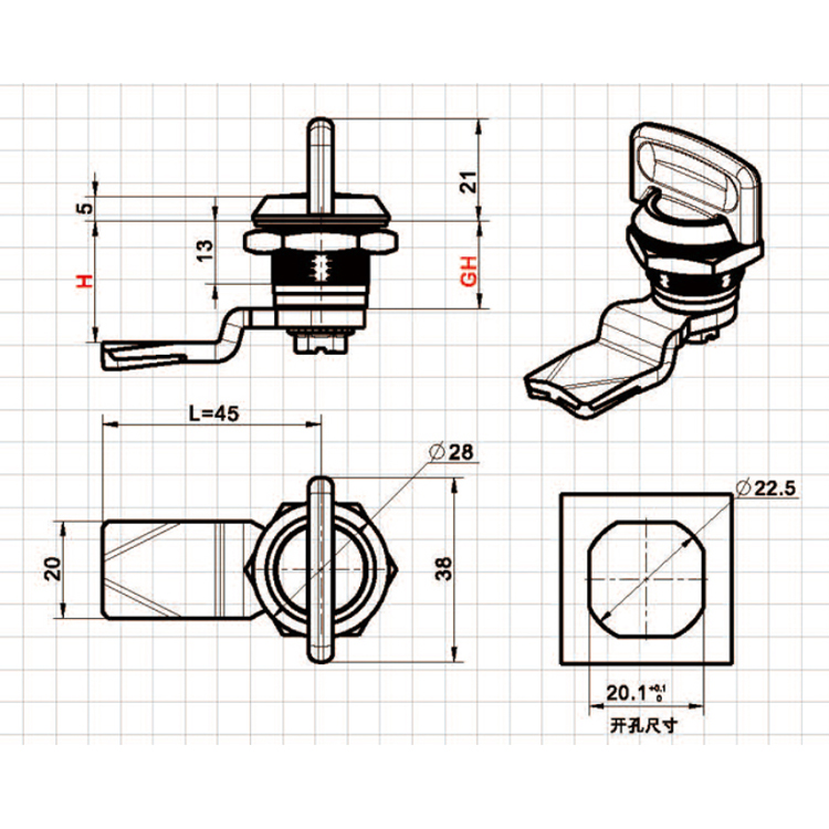 Knob Type Cam Lock-A6306-3