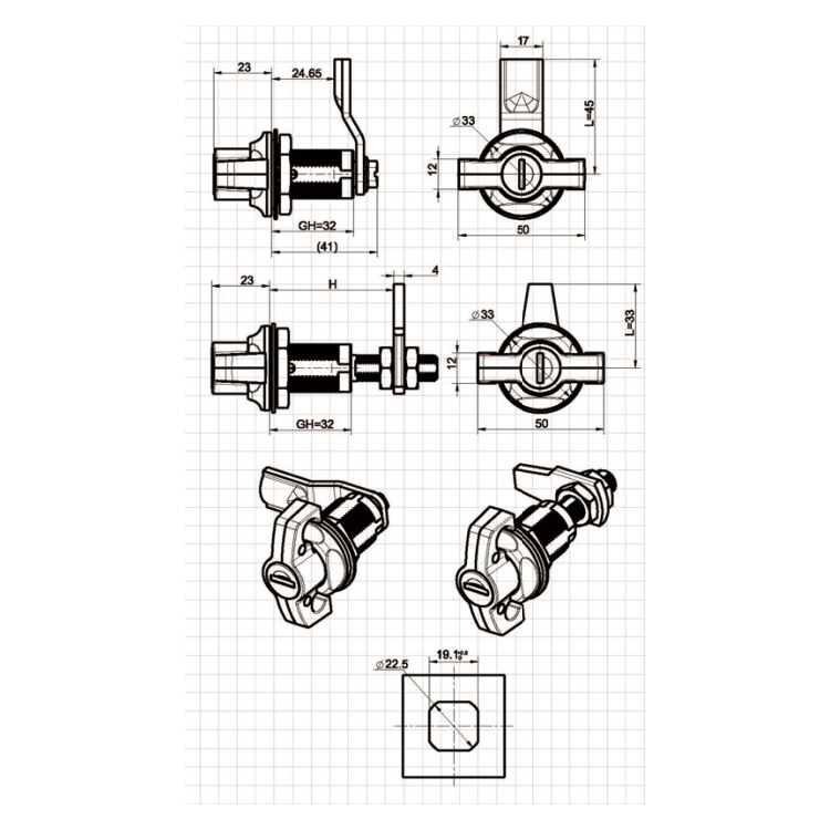 Wing Handle Padlock Compression Lock-A6371