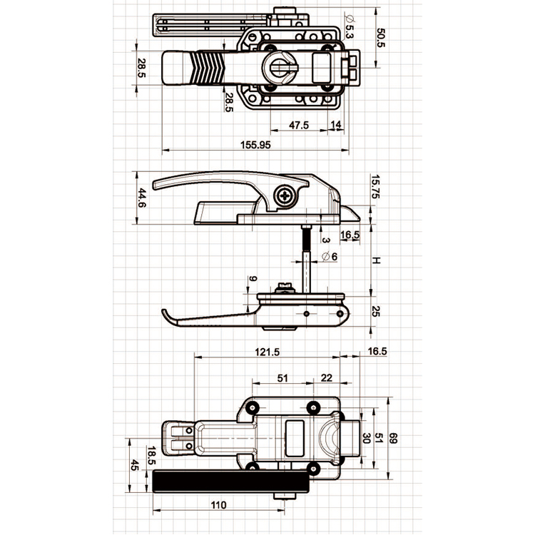 Inner And Outer Door Retractable Tongue Lock-A6381