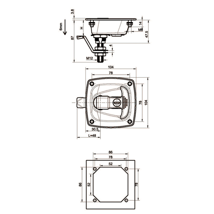 Panel Type T Handle Compression Lock-A7881-2